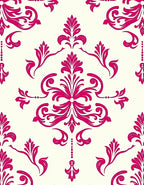 Royal Magenta Damask Pattern Rug