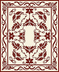 Classic Floral Border With Swirls Design Rug