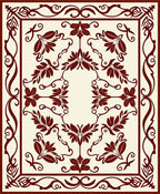 Classic Floral Border With Swirls Design Rug