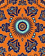 Vibrant Orange Abstract Mandala Pattern Rug