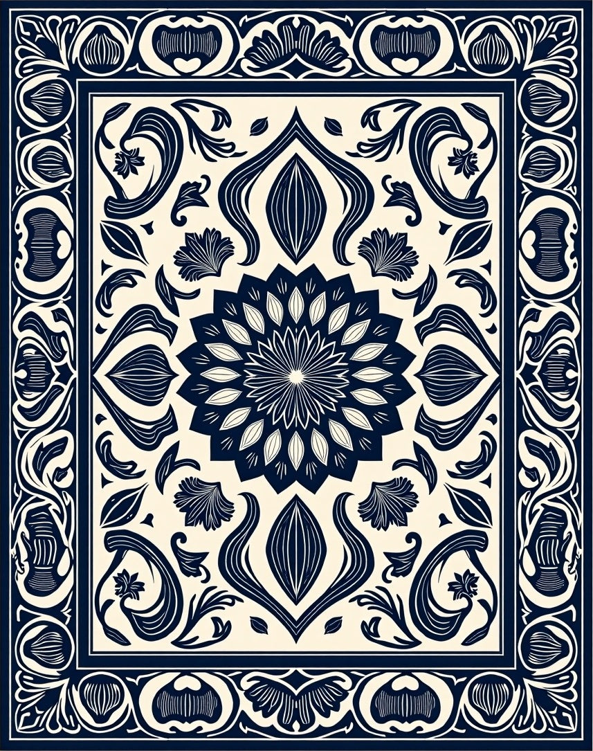 Classic Floral Medallion With Border Design Rug