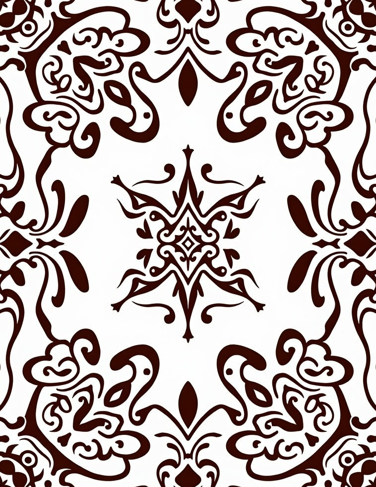 Intricate Dark Swirl Scroll Pattern Rug