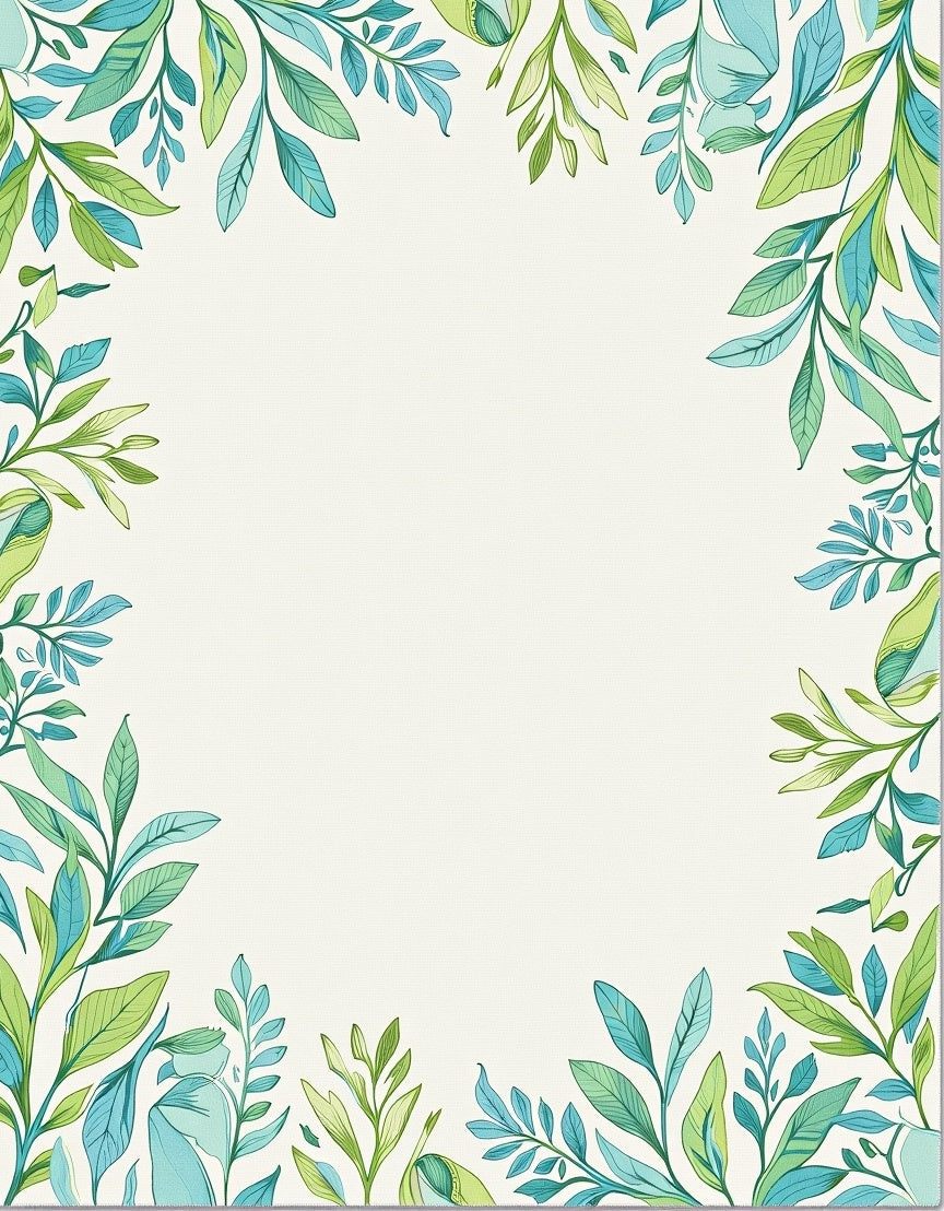 Watercolor Botanical Leaf Pattern Rug