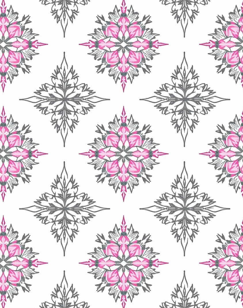 Pink Gray Medallion Artful Bloom Rug
