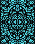 Bright Teal Foliage Symmetry Rug