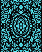 Bright Teal Foliage Symmetry Rug