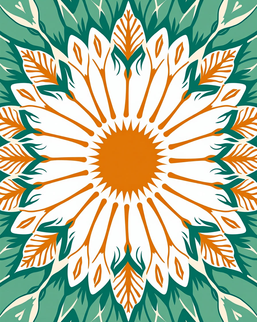 Modern Floral Mandala Pattern Rug
