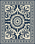 Classic Blue Floral Mandala Pattern Design Rug