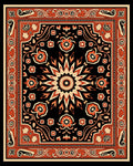 Bold Red Orange Floral Mandala Rug