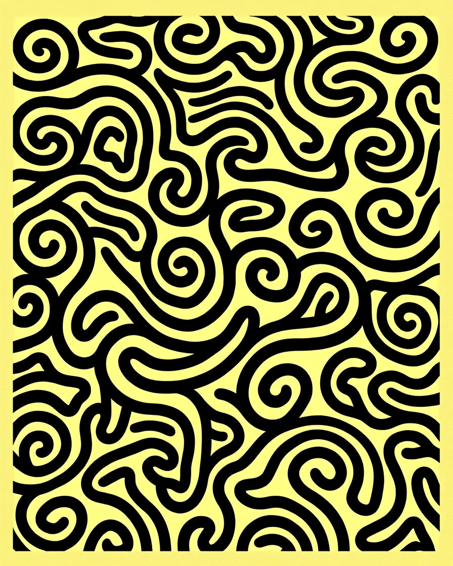 Bold Black Swirl Patterned Rug