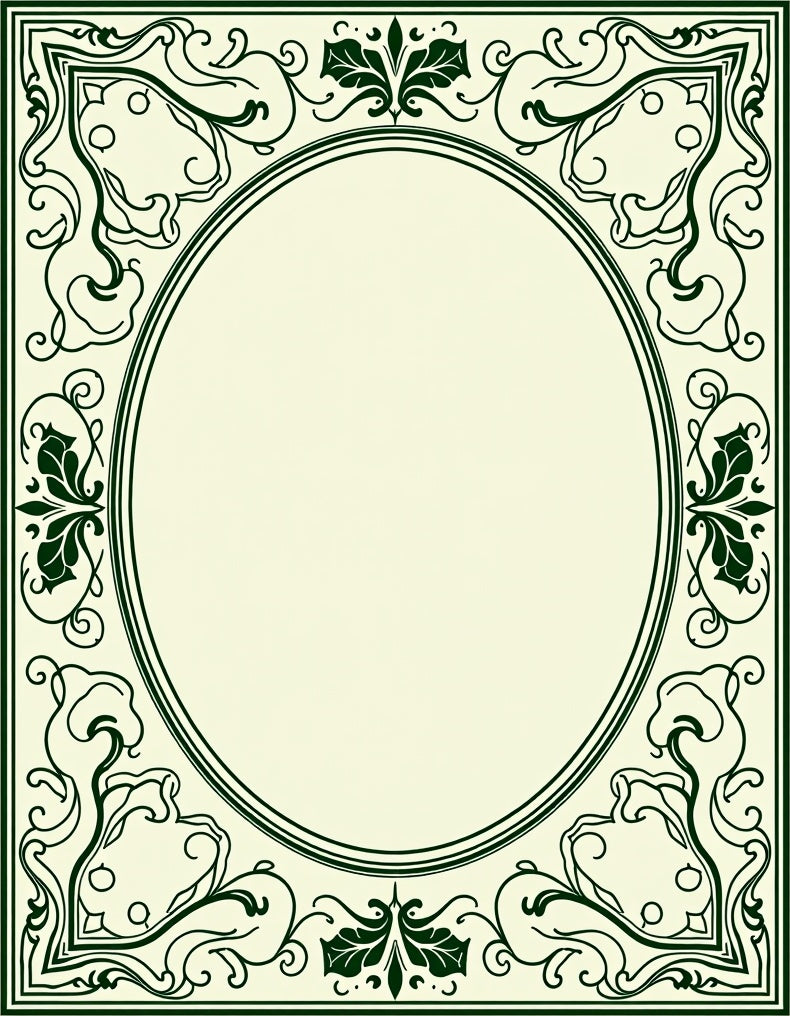 Art Nouveau Floral Oval Border Rug