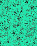 Black Floral Vines And Swirls Pattern Rug