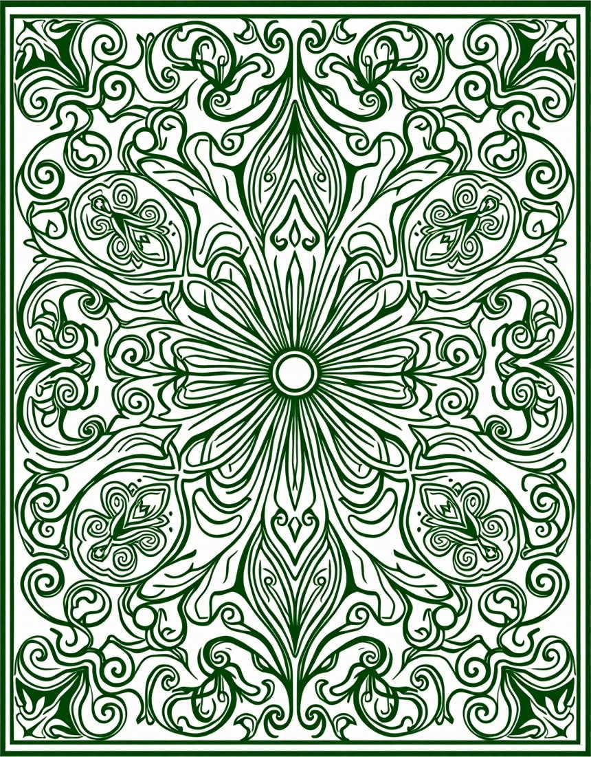 Intricate Floral Swirl Pattern Rug