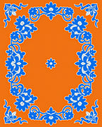 Blue Floral Swirl Ornate Vintage Design Rug