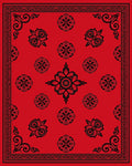 Red Black Floral Pattern Rug