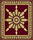 Maroon Golden Starburst Floral Border Rug