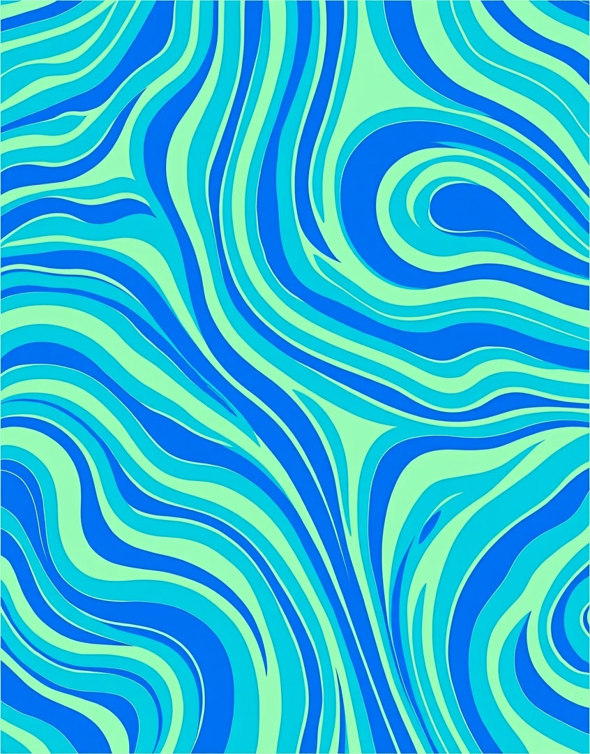 Bold Blue Green Swirl Design Rug