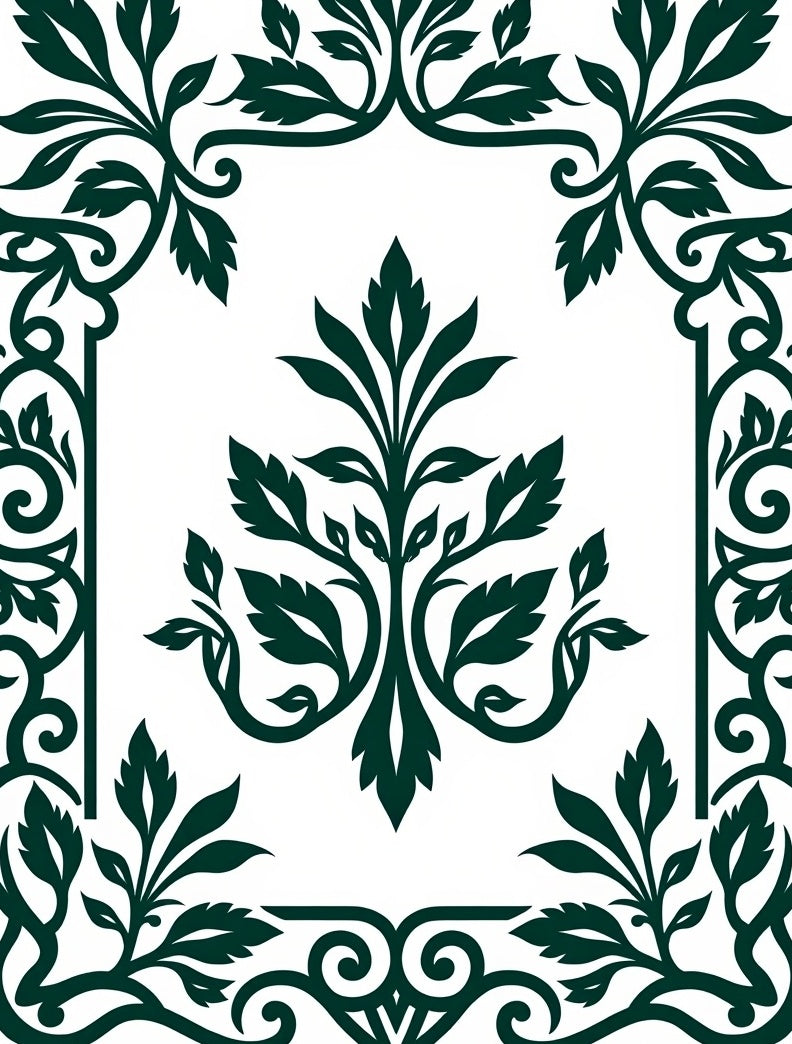 Ornate Vine Scrollwork Pattern Rug