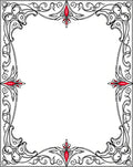 Art Nouveau Black Red Floral Scroll Rug