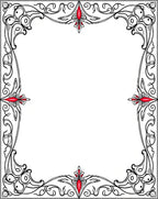 Art Nouveau Black Red Floral Scroll Rug