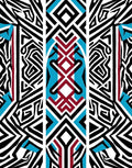 Tribal Geometric Black Blue Rug