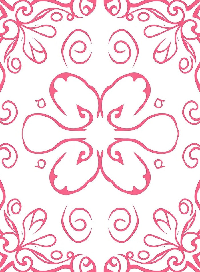 Pink Swirl Flourish Motif Rug