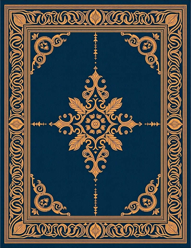 Ornate Gold Naval Floral Pattern Rug