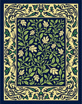 Dark Blue Green Vine Floral Rug
