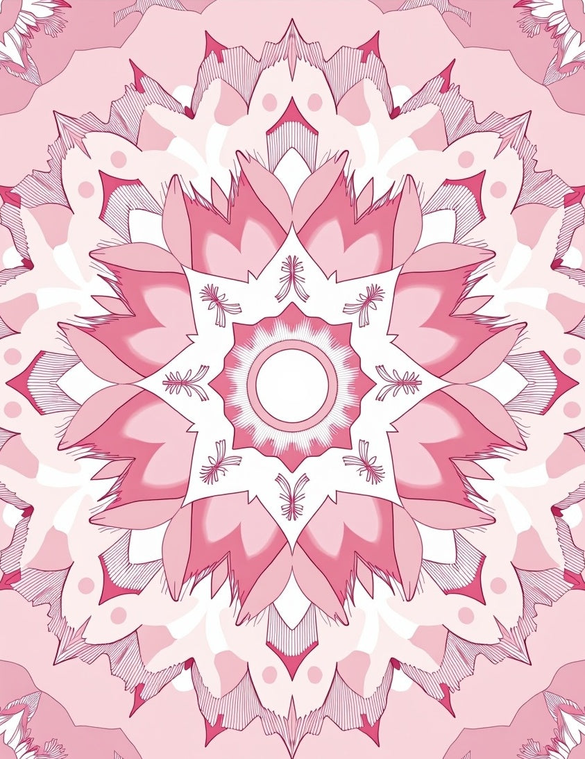 Pink Mandala Floral Radiating Pattern Rug