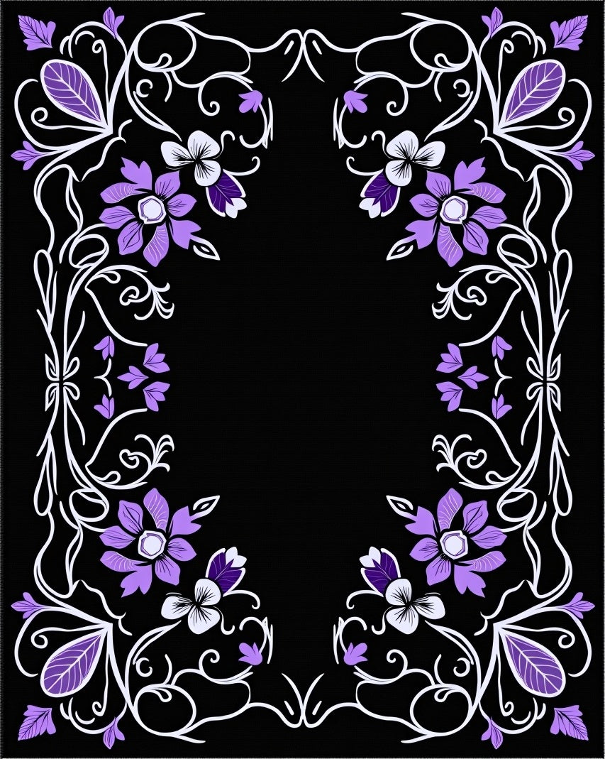 Ornate Floral Patterned Purple Rug