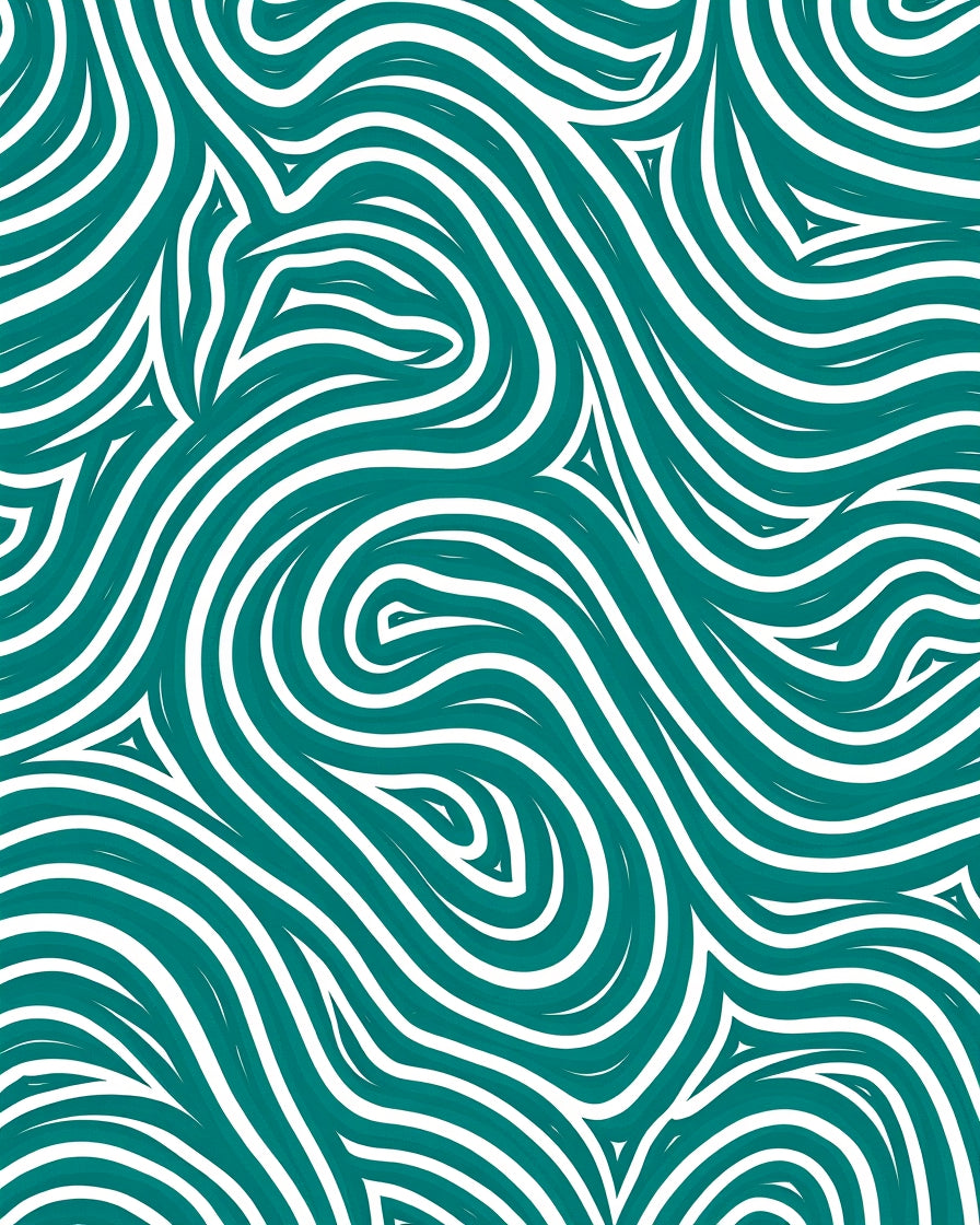 Teal and White Swirl Pattern Rug