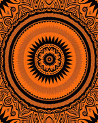 Vibrant Orange Black Mandala Pattern Rug
