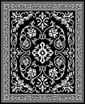 Classic Black White Floral Damask Design Rug