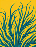 Abstract Teal Yellow Grass Pattern Rug