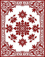 Statement Red Floral Medallion Border Rug