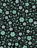 Floral Vine Pattern With Black Background Rug