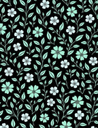 Floral Vine Pattern With Black Background Rug