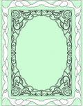 Art Nouveau Scrollwork Botanical Frame Rug