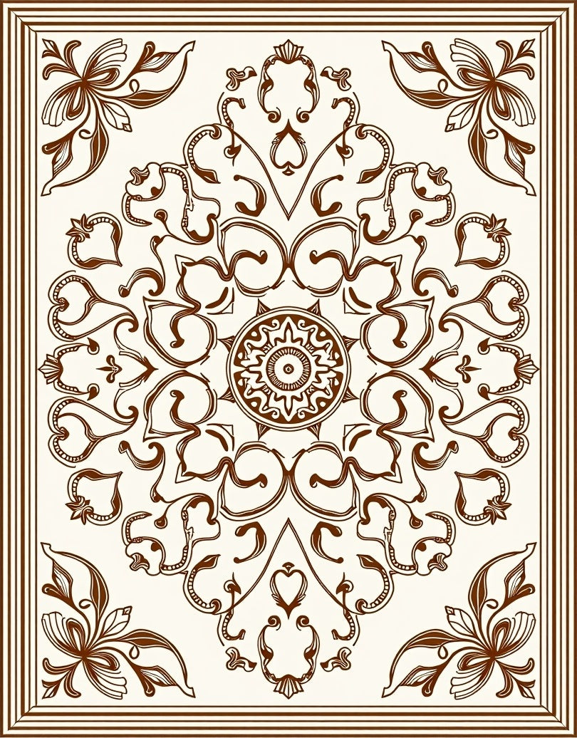 Elegant Floral Mandala Style Rug