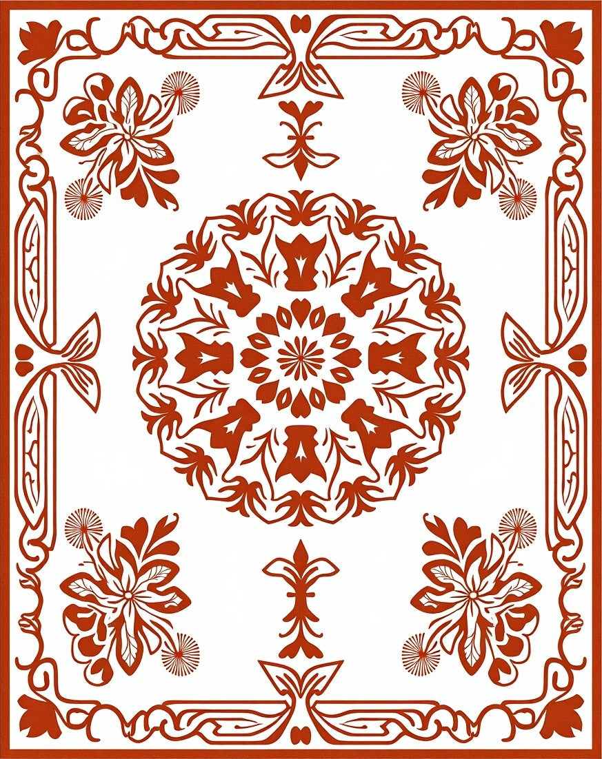 Ornate Floral Medallion Pattern Rug
