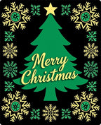 Green Festive Christmas Tree Snowflake Border Rug