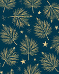 Golden Palm Frond Star Pattern Rug