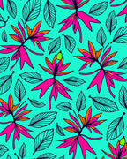 Tropical Orchid Leaf Pattern Rug
