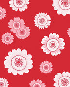 Retro Floral Pattern In Pink and Red Rug