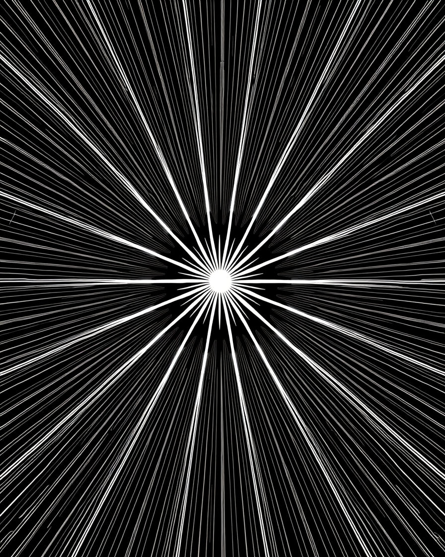 Radiant Burst Black White Graphic Rug