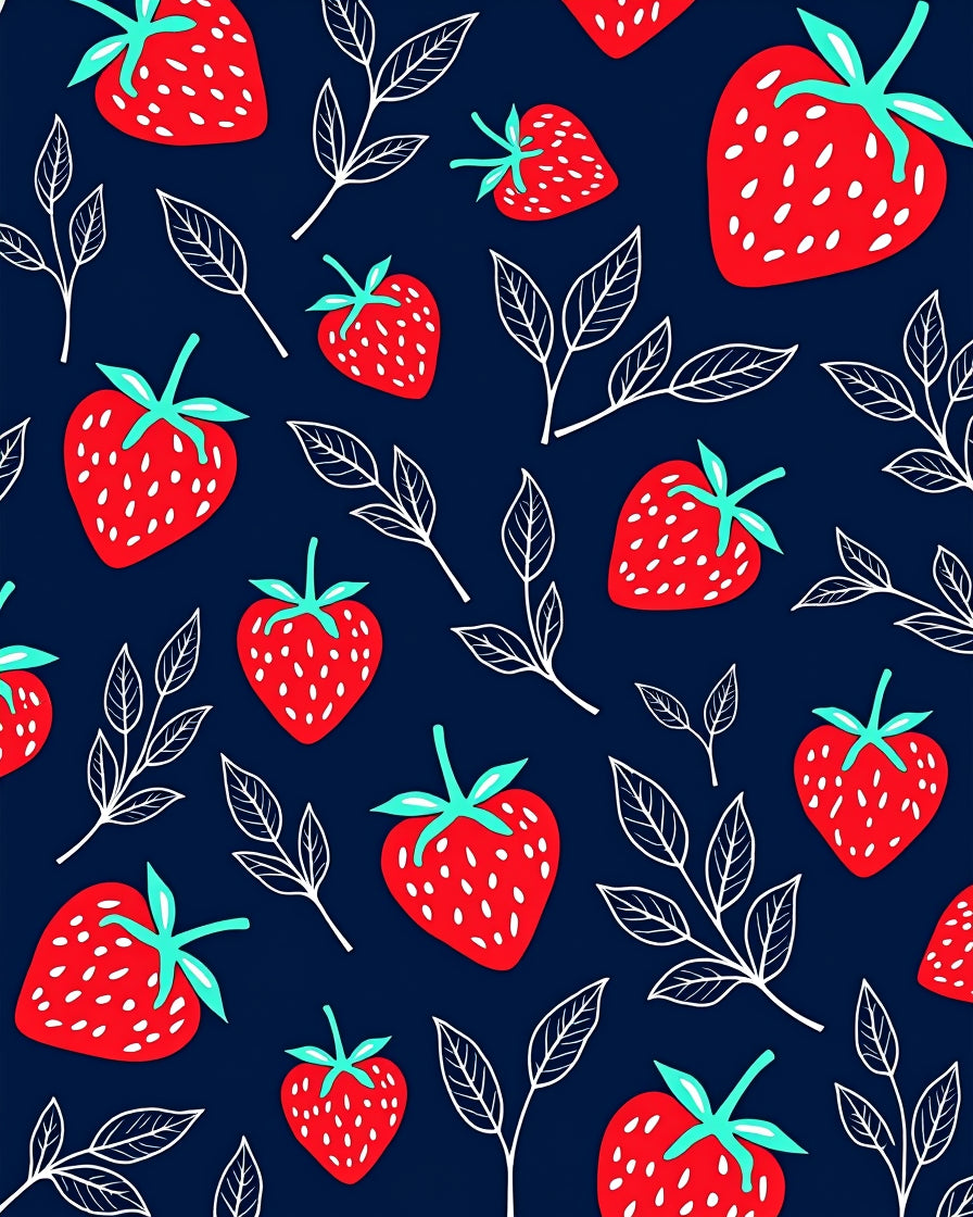Red Strawberry Leaf Pattern Design Rug