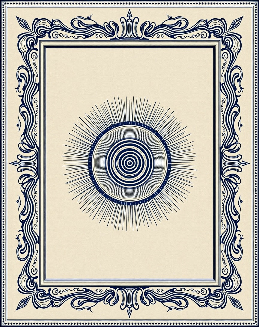 Sunburst Mandala With Ornate Border Rug