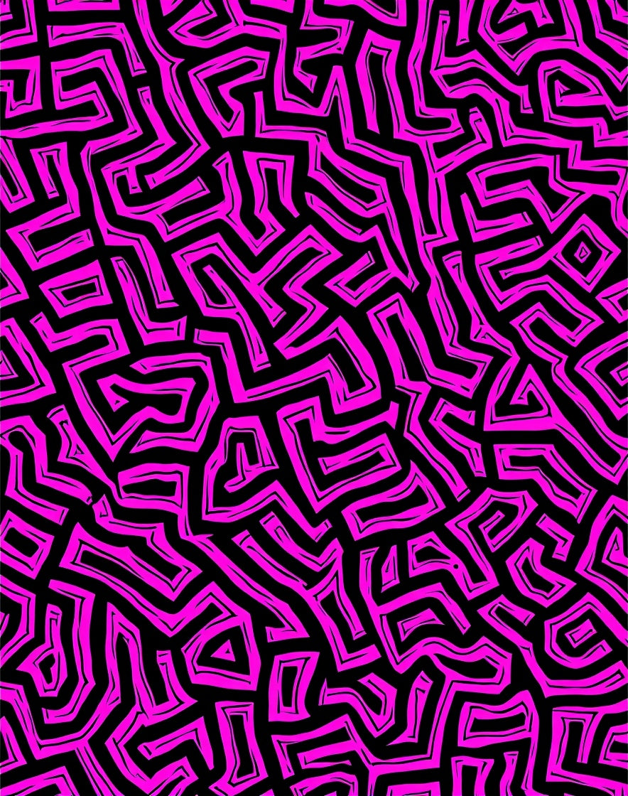 Hot Pink Abstract Maze Pattern Rug
