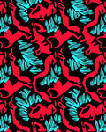 Bold Red Aqua Figures Abstract Rug
