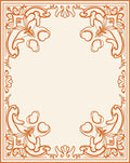 Elegant Orange Floral Scroll Border Rug